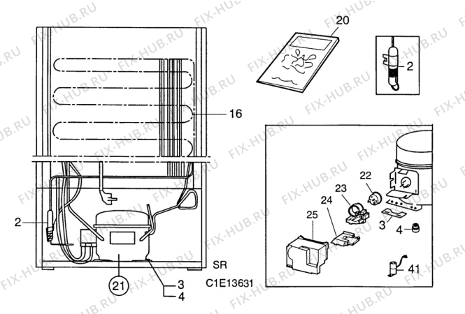 Взрыв-схема холодильника Electrolux EU8216C - Схема узла Functional parts